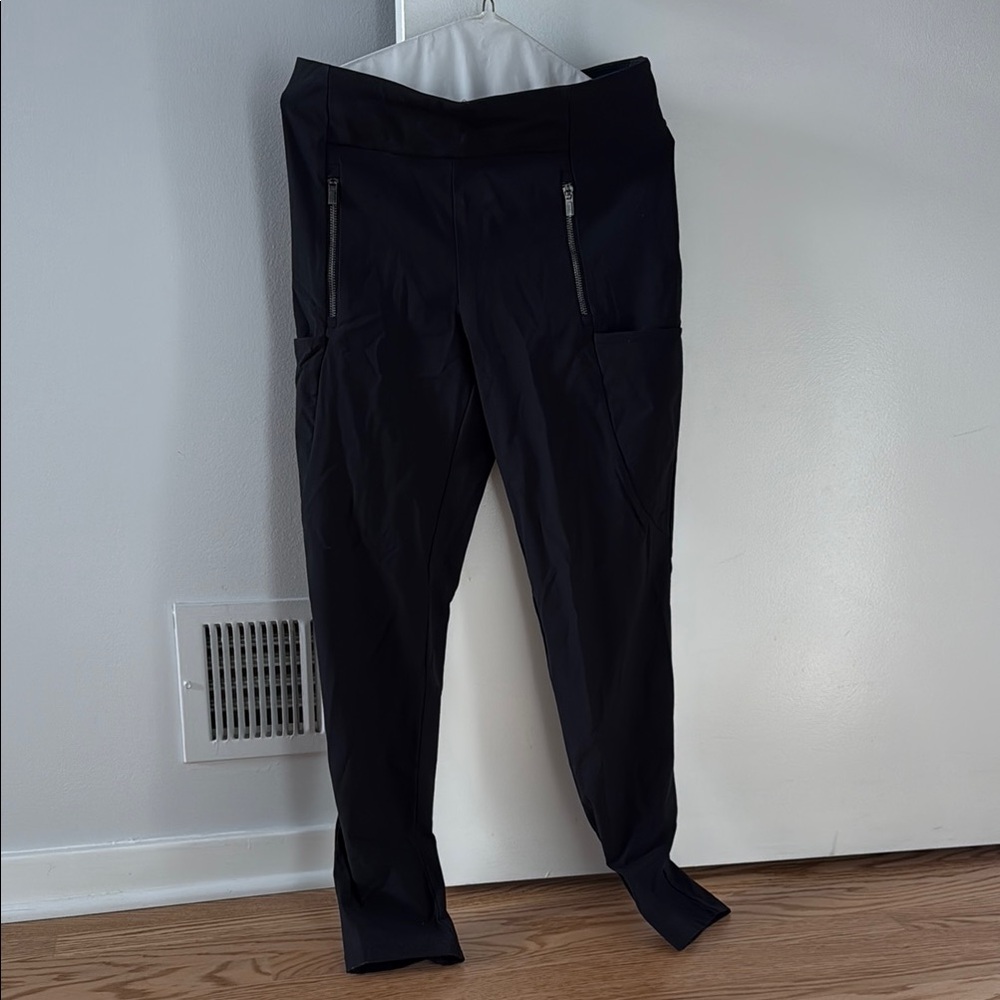 Black Pull On Zippered Pocket Pants